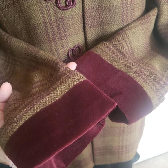 90s Jones NY Plaid Wool Blazer Coat Jacket Large 14 Academia Whimsigoth City - Picture 4 of 6